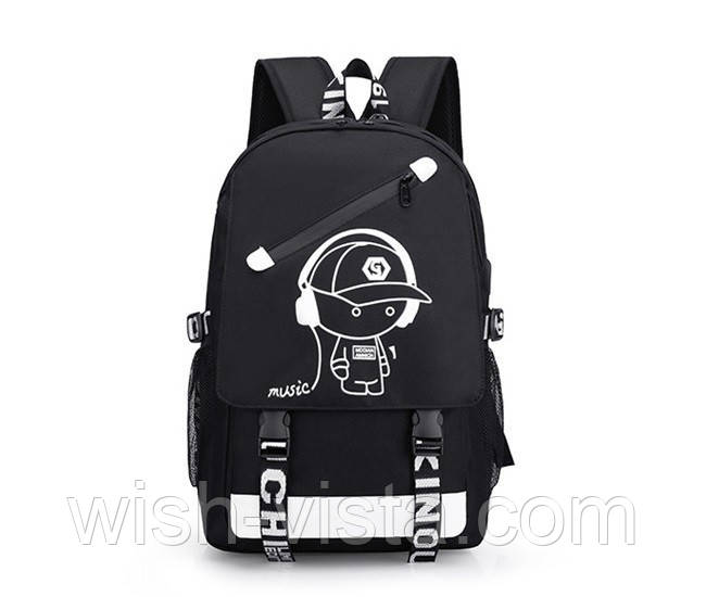 Рюкзак UKC Music з USB світиться в темряві, фото 1