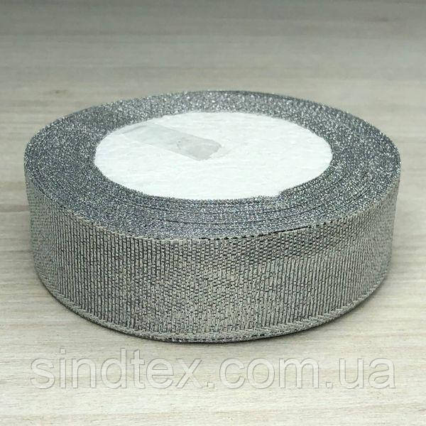 Стрічка парча - 25 мм, рулон 22 м - срібло