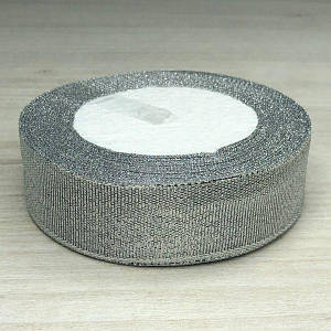 Стрічка парча - 25 мм, рулон 22 м - срібло