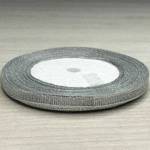 Стрічка парча - 6 мм, рулон 22 м - срібло
