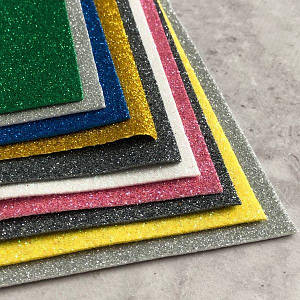 Набір фоамірану 24х25 см з глітером двосторонній 2 мм, МІКС кольорів