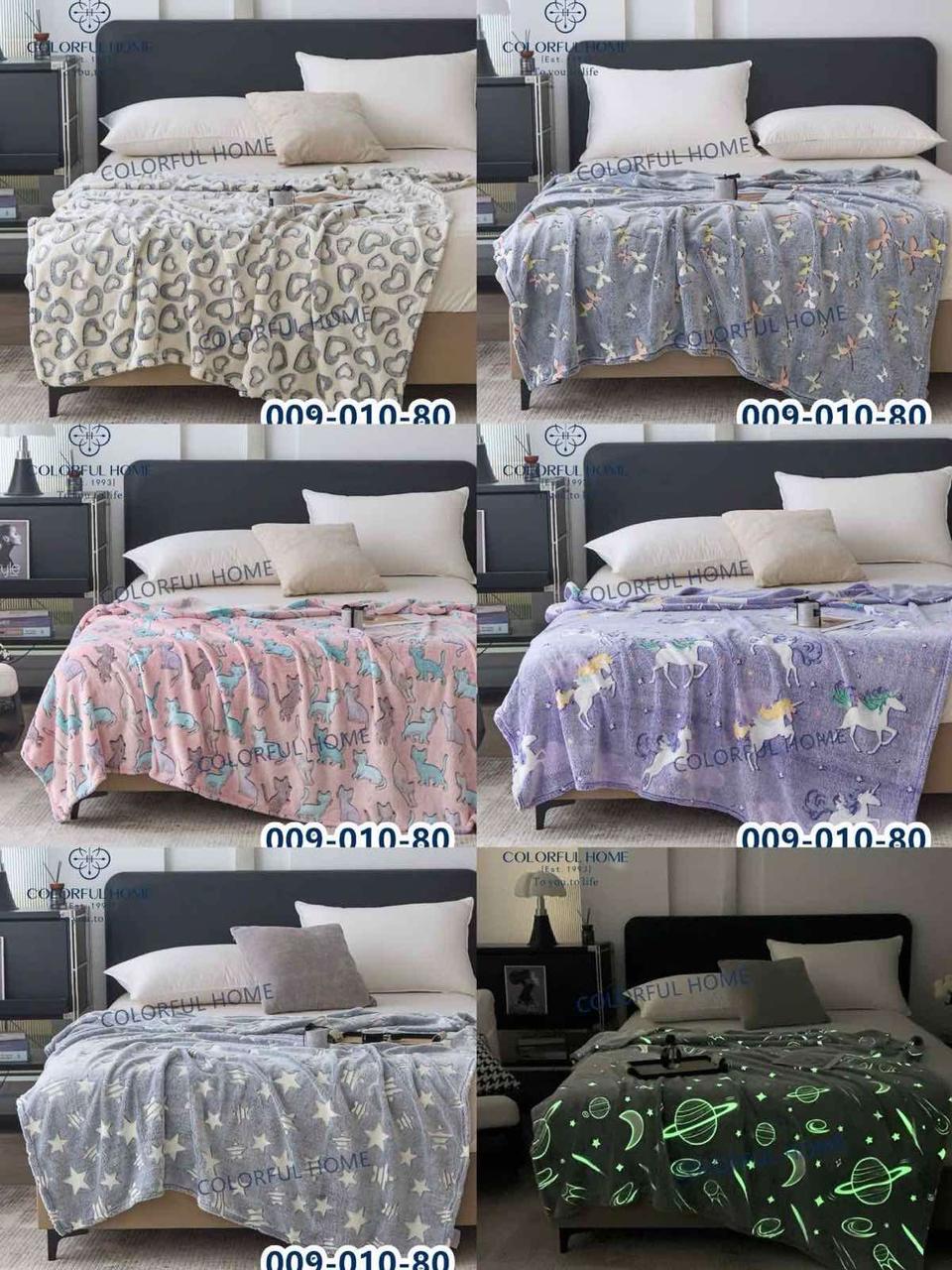 Плед з флісу Коти світиться в темряві 150х200см Colorful Home, фото 1