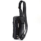 Шкіряний чоловічий слінг рюкзак на одне плече GA-0205-3md TARWA Чорний, фото 4
