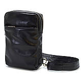 Шкіряний чоловічий слінг рюкзак на одне плече GA-0205-3md TARWA Чорний, фото 6