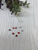 Стрази в цапах 6 мм. Червоні, пришивні ( 1 шт), 1858