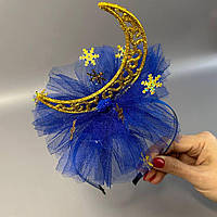 Обруч для волосся з атласною стрічкою 5мм - Місяць золотий