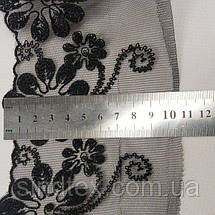 Мереживо на сітці (фатін) Sindtex 10 см (13 м) колір - чорний (77 -mt785), фото 4