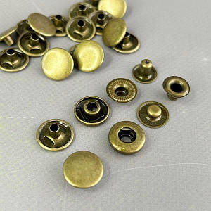 Кнопка нержавійка Альфа - 15мм Антик (50шт) (00247)