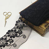 Мереживо на сітці (фатін) Sindtex 10 см (13 м) колір - чорний (77 -mt785), фото 2