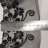 Мереживо на сітці (фатін) Sindtex 10 см (13 м) колір - чорний (77 -mt785), фото 4