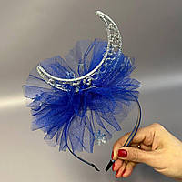 Обруч для волосся з атласною стрічкою - Місяць срібло