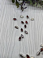 Стрази в цапах пришивні Маркіз 4*8 мм. темно Червоні ( 1 шт), 1918