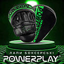 Лапи боксерські PowerPlay 3041 Чорно-Зелені PU [пара], фото 7