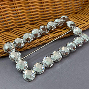 Протяжка декоративна в стразах 5,5х11 см #13444 - срібло