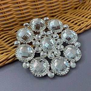 Протяжка декоративна в стразах 7,5 см #7652 - срібло