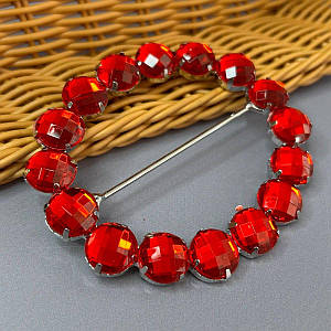 Протяжка декоративна в стразах 8х9 см #13443-2- червоний