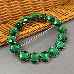 Протяжка декоративна в стразах 8х9 см #13443-2- зелений