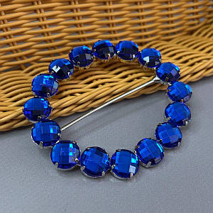 Протяжка декоративна в стразах 8х9 см #13443-2- синій