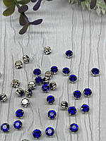 Стрази в цапах 4 мм. Сині, пришивні ( 1 шт), 1912
