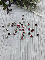 Стрази в цапах 4 мм. Червоні, пришивні ( 1 шт), 1908