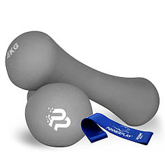 Гантелі неопренові PowerPlay 4126 Spartacus 2*4 кг. Сірі (пара — 2 шт.)