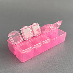 Органайзер міні 8,5х3,8 см на 10 комірок для дрібниць - рожевий