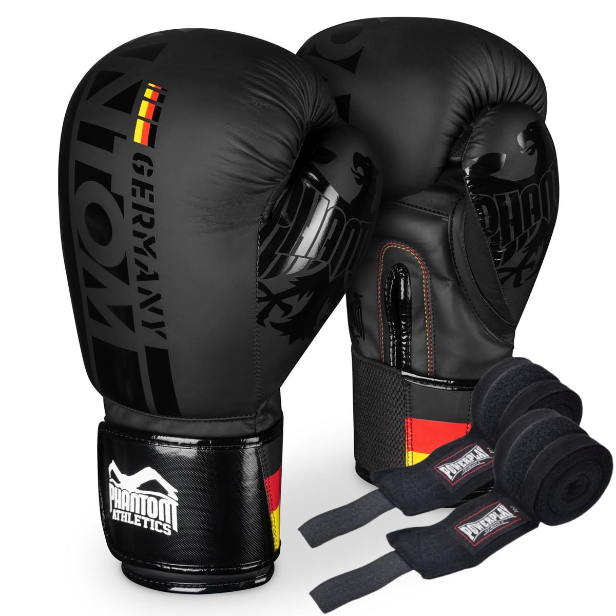 Боксерські рукавички Phantom Germany Black 12 унцій (капа в подарунок), фото 1