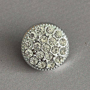 Ґудзик на ніжці пластик Ø-18мм (40L), - срібло зі стразами