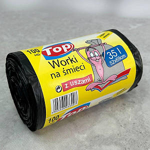 Пакет для сміття  35л 100 HD з вухами чорний 52х69