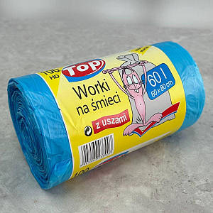 Пакет для сміття  60л 100 HD з вухами синій 60х80