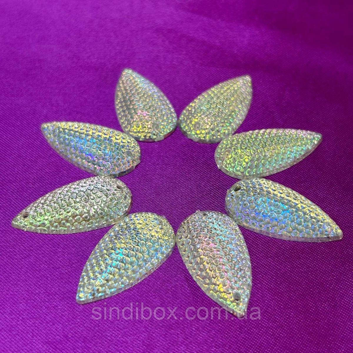 Стрази акрилові пришивні 16х30мм, хамелеон рефленовий, фото 1