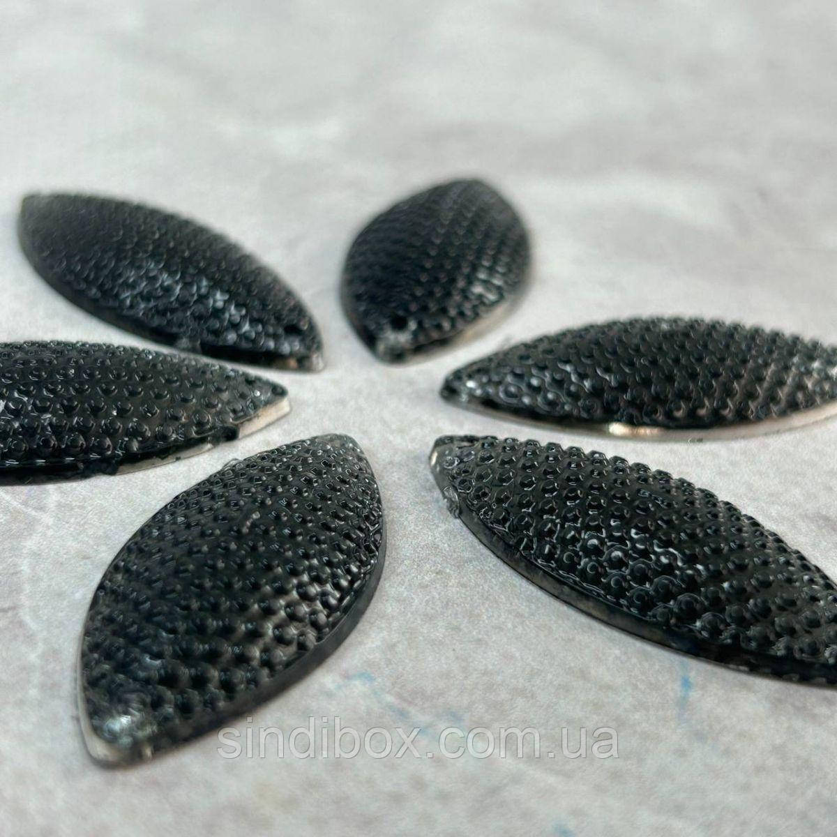 Стрази акрилові пришивні 16х36мм, сірий рефлений, фото 1