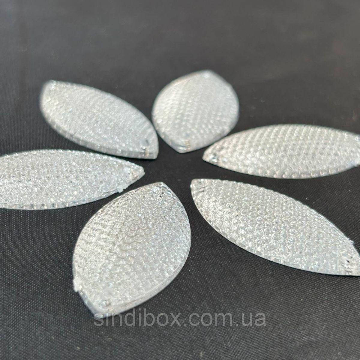Стрази акрилові пришивні 20х40 мм, срібло рефлене, фото 1