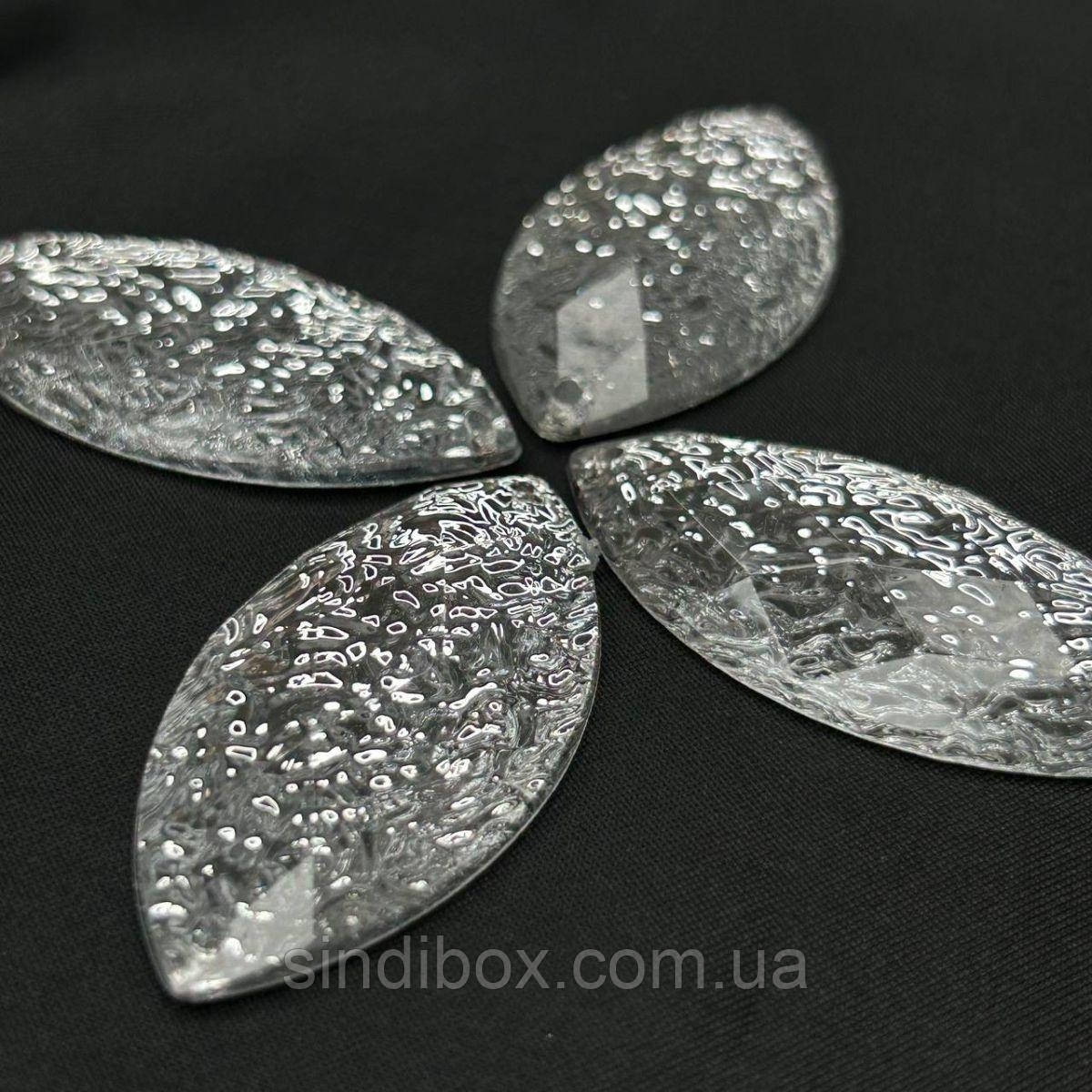 Стрази акрилові пришивні 24х49 мм, срібло грані, фото 1