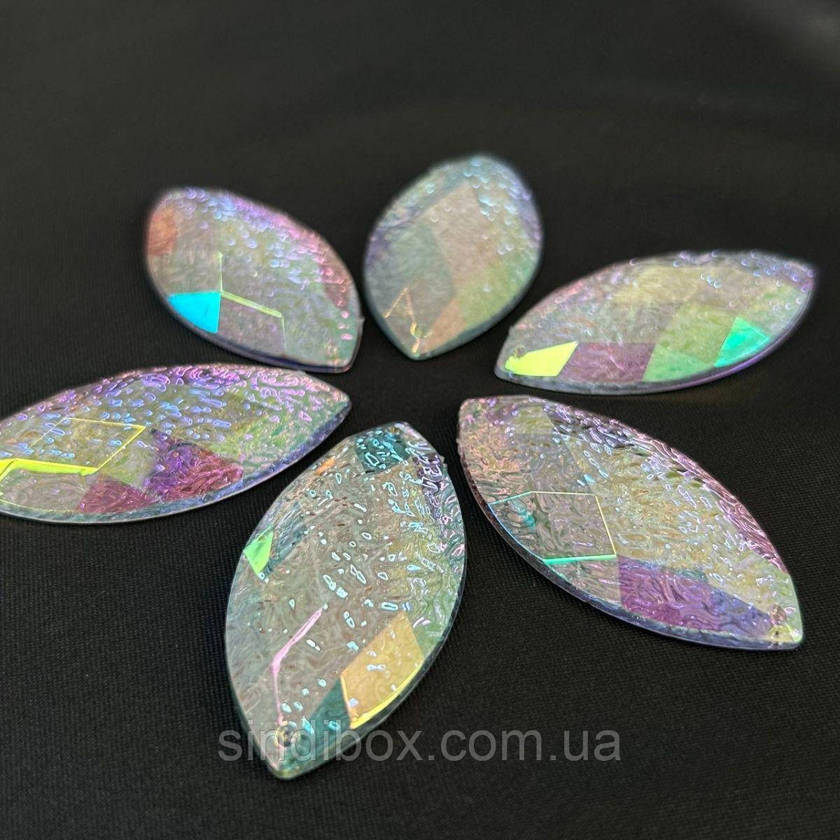 Стрази акрилові пришивні 25х50 мм, хамелеон рефлений, фото 1