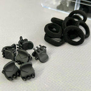 Набір "МІНІ" резинок і крабиків для волосся в органайзері - чорний