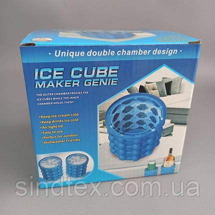 Силіконова форма для заморожування льоду із кришкою Ice Cube Maker Genie, фото 1
