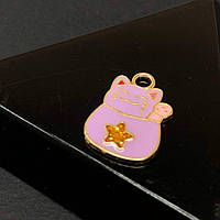 Підвіска "Котик бузковий" 11х18 мм, колір Золото