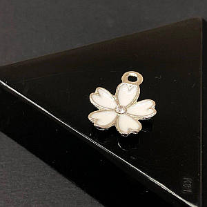 Підвіска "Біла квітка" 14х17 мм, колір Сталь