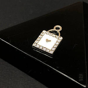 Підвіска "Замочок білий" 11х17 мм, колір Сталь