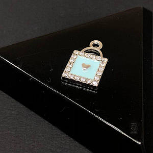 Підвіска "Замочок блакитний" 11х17 мм, колір Сталь