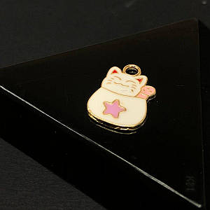 Підвіска "Котик білий" 11х18 мм, колір Золото