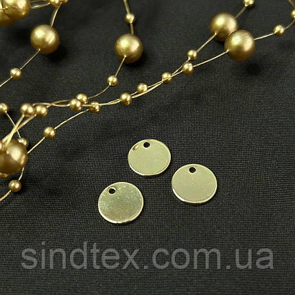 Підвіска монетка 10мм, 18К золото лимонний колір, фото 1