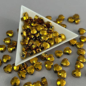 Кришталева намистина грановане серце 8 мм - золото