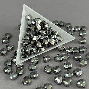 Кришталева намистина грановане серце 8 мм - срібло