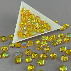 Кришталева намистина гранована конюшина 8 мм - жовта з переливом