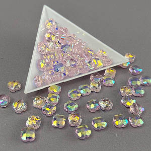 Кришталева намистина гранована конюшина 8 мм - рожевий з переливом