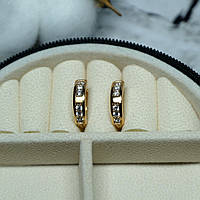 Сережки Xuping Jewelry з білим цирконом з медичного сплаву 16х4 мм XC-1232