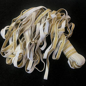 Резинка для бретель, ширина 1 см (25 м)-білий із золотом