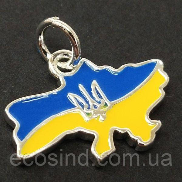 Підвіска "Карта України" 14х20 мм, колір срібло (гіппоалергенний сплав)